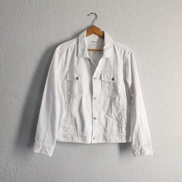 Bonobos White denim jacket Slim Fit men's size Large L / Short